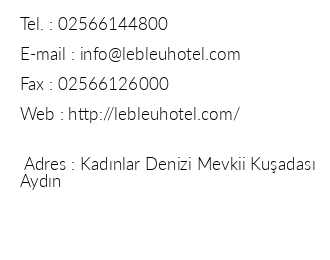 Le Bleu Hotel Resort iletiim bilgileri